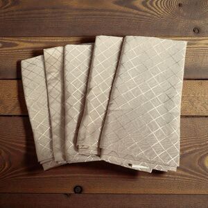 Avon Home Cloth Napkins Vintage 20”x19” Set Of 5 Beige Damask Taiwan